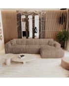 Rechtes Ecksofa mit 2 dekorativen Kissen RUBEN Corduroy XXL Taupe - 323x173x78