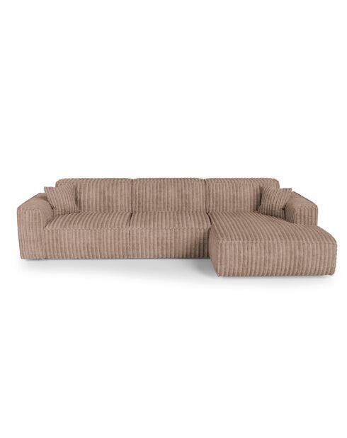 Rechtes Ecksofa mit 2 dekorativen Kissen RUBEN Corduroy XXL Taupe - 323x173x78