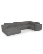 Sofá panorámico XXL con 2 cojines decorativos RUBEN Corduroy gris antracita - 391x173x78