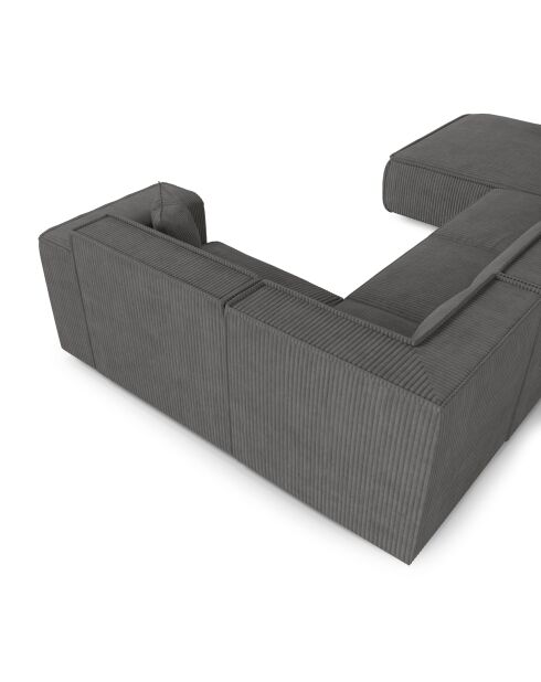 XXL-Panoramasofa mit 2 dekorativen Kissen RUBEN Corduroy Anthrazitgrau - 391x173x78