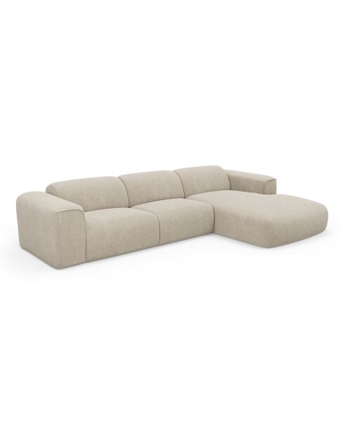 NOVA rechtes Ecksofa Beiger gemusterter Samt - 280x165x73