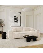 Canapé convertible express matelas 160cm RUBY velours crème - 236x100x80