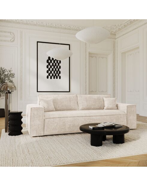 Express slaapbank matras 160cm RUBY crème fluweel - 236x100x80