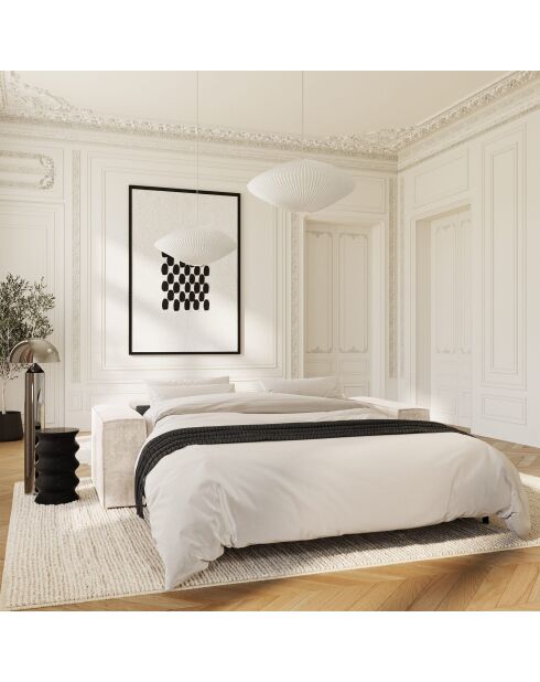 Express slaapbank matras 160cm RUBY crème fluweel - 236x100x80