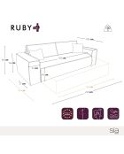 Canapé convertible express matelas 160cm RUBY velours crème - 236x100x80