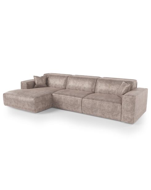 Linkes Ecksofa mit 2 dekorativen Kissen RUBEN Velours Taupe - 323x173x78