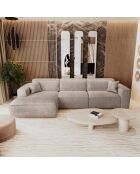 Linkes Ecksofa mit 2 dekorativen Kissen RUBEN Velours Taupe - 323x173x78