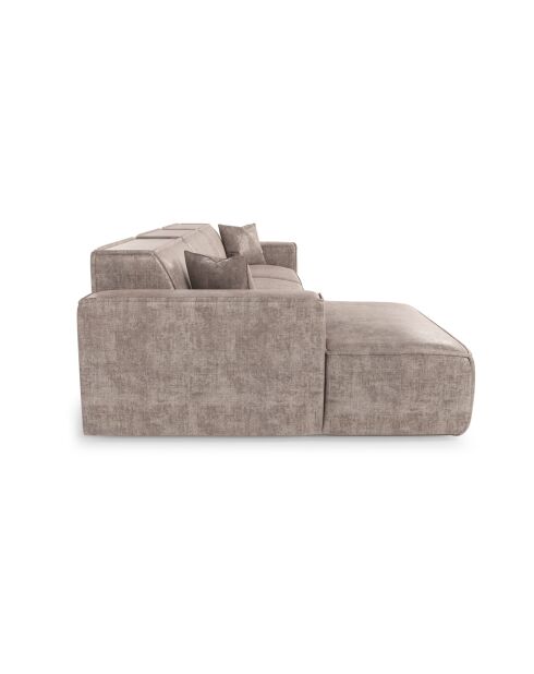 Linkes Ecksofa mit 2 dekorativen Kissen RUBEN Velours Taupe - 323x173x78