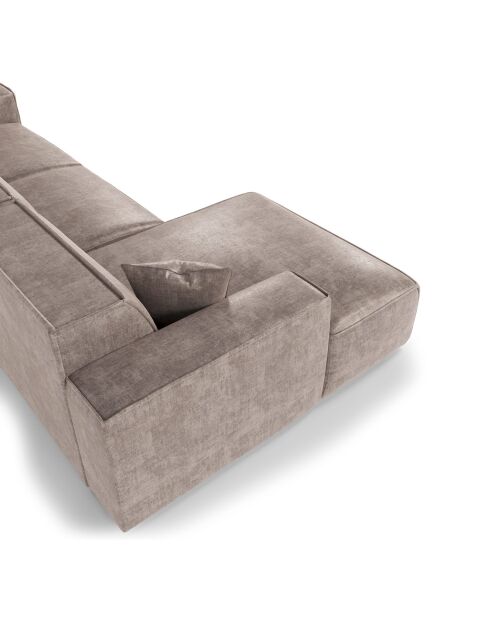 Linkes Ecksofa mit 2 dekorativen Kissen RUBEN Velours Taupe - 323x173x78