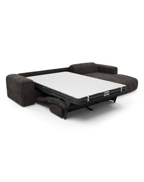Omvormbare rechterhoekbank express Dunlopillo matras 140cm NOVA Zwart getextureerd fluweel - 299x165x73
