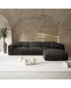 Omvormbare rechterhoekbank express Dunlopillo matras 140cm NOVA Zwart getextureerd fluweel - 299x165x73