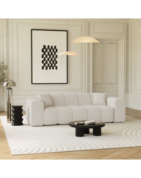 COVA 4-zitsbank Creme Boucle stof - 247x94x69,5