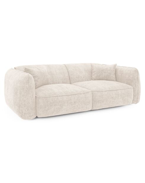 LIAM 3-Sitzer-Sofa aus cremefarbenem gewebtem Samt - 196x90x74
