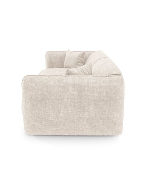 LIAM 3-Sitzer-Sofa aus cremefarbenem gewebtem Samt - 196x90x74