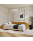 LIVA Wandelbares linkes Weitwinkelsofa aus Samt mit Senfprägung — 283x180x73