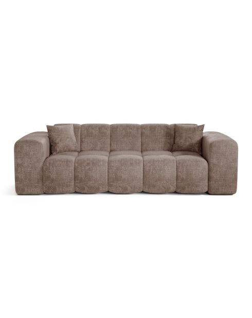 COVA 4-zitsbank Taupe fluweel met reliëf - 247x94x69,5
