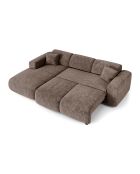 LIVA konvertierbares linkes Weitwinkelsofa aus taupefarbenem, geprägtem Samt — 283x180x73