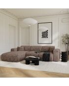 LIVA konvertierbares linkes Weitwinkelsofa aus taupefarbenem, geprägtem Samt — 283x180x73