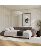 LIVA konvertierbares linkes Weitwinkelsofa aus taupefarbenem, geprägtem Samt — 283x180x73