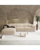 NOVA linkes Ecksofa Beiger gemusterter Samt - 280x165x73