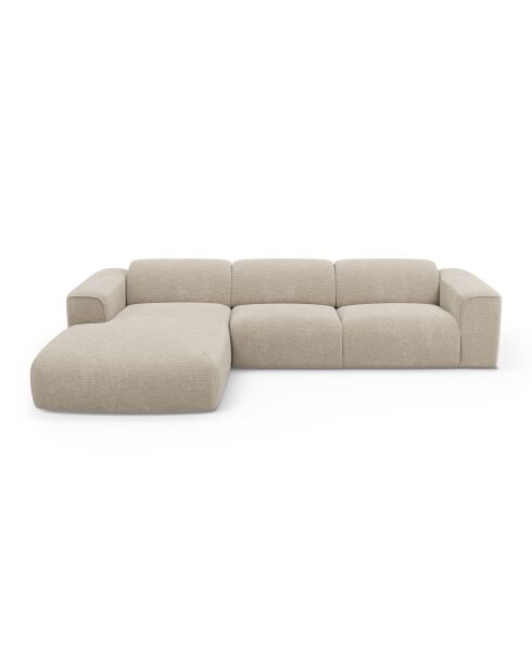 NOVA linkes Ecksofa Beiger gemusterter Samt - 280x165x73