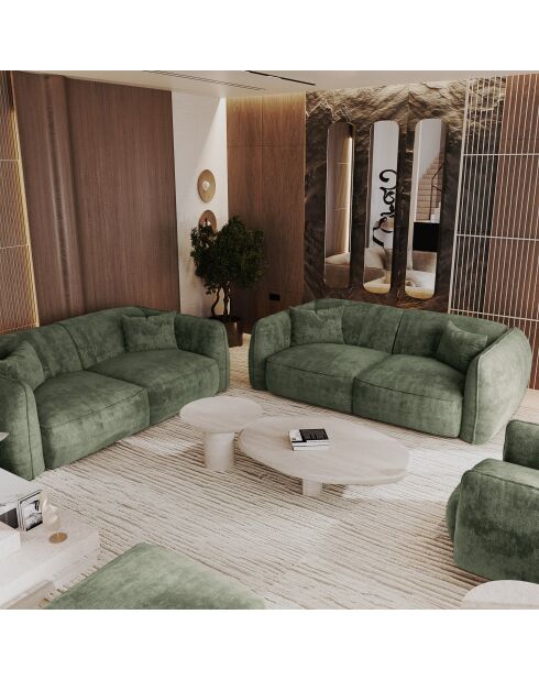 LIAM 4-Sitzer-Sofa Olivgrüner gewebter Samt - 230x90x74