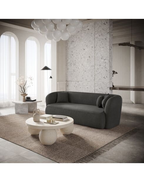 EMY 3-Sitzer-Sofa aus anthrazitgrauem Webstoff - 205x88x77