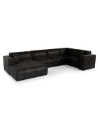 XXL-Panoramasofa mit 2 dekorativen Kissen RUBEN Velours Dark Anthracite - 391x173x78