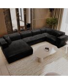 XXL-Panoramasofa mit 2 dekorativen Kissen RUBEN Velours Dark Anthracite - 391x173x78