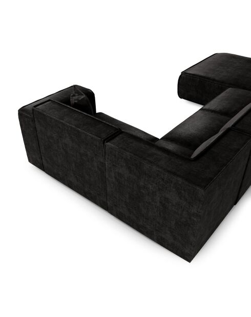 XXL-Panoramasofa mit 2 dekorativen Kissen RUBEN Velours Dark Anthracite - 391x173x78