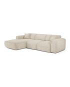 Canapé grand angle gauche convertible LIVA Velours texturé Beige - 283x180x73