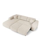 Canapé grand angle gauche convertible LIVA Velours texturé Beige - 283x180x73