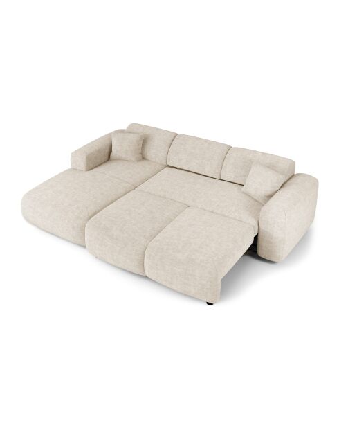 LIVA Wandelbares linkes Weitwinkelsofa — Beiger strukturierter Samt — 283 x 180 x 73