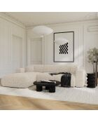 Canapé grand angle gauche convertible LIVA Velours texturé Beige - 283x180x73