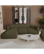 Sofá de esquina izquierda LIAM Tela Boucle verde oliva - 272x90x74