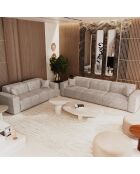 Canapé 3 places avec 2 coussins décoratifs RUBEN Velours Taupe - 232x95x78