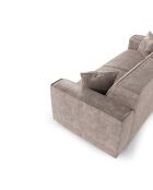 Canapé 3 places avec 2 coussins décoratifs RUBEN Velours Taupe - 232x95x78