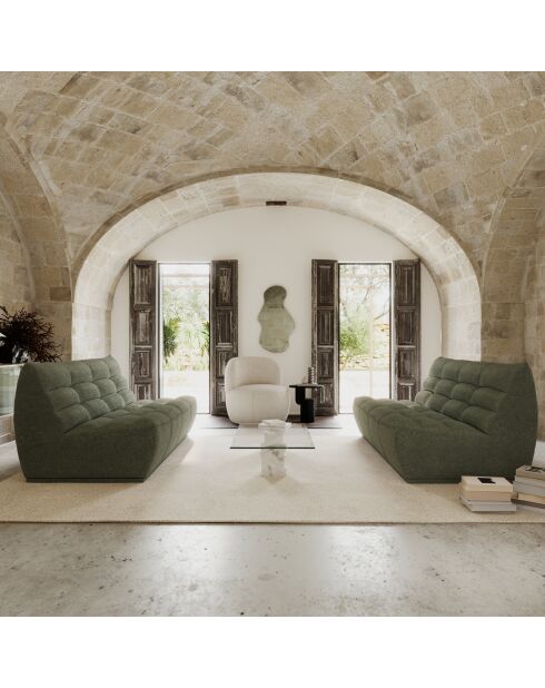 Jody Modulares 5-Sitzer-Sofa Olivgrüner Boucle-Stoff - 250x112x80