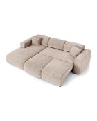 Divano angolare sinistro trasformabile LIVA Velluto goffrato beige - 283x180x73