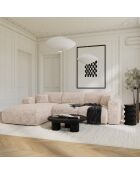 Divano angolare sinistro trasformabile LIVA Velluto goffrato beige - 283x180x73