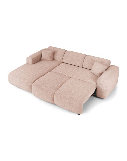 Divano angolare sinistro convertibile LIVA in velluto testurizzato rosa vintage - 283x180x73