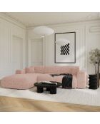 Divano angolare sinistro convertibile LIVA in velluto testurizzato rosa vintage - 283x180x73