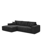 Linkes Ecksofa, umwandelbare Express-Matratze, 140 cm, RUBY-Matratze, dunkler anthrazitfarbener Samt — 320x165x80