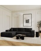 Linkes Ecksofa, umwandelbare Express-Matratze, 140 cm, RUBY-Matratze, dunkler anthrazitfarbener Samt — 320x165x80