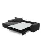 Linkes Ecksofa, umwandelbare Express-Matratze, 140 cm, RUBY-Matratze, dunkler anthrazitfarbener Samt — 320x165x80