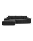 Linkes Ecksofa, umwandelbare Express-Matratze, 140 cm, RUBY-Matratze, dunkler anthrazitfarbener Samt — 320x165x80