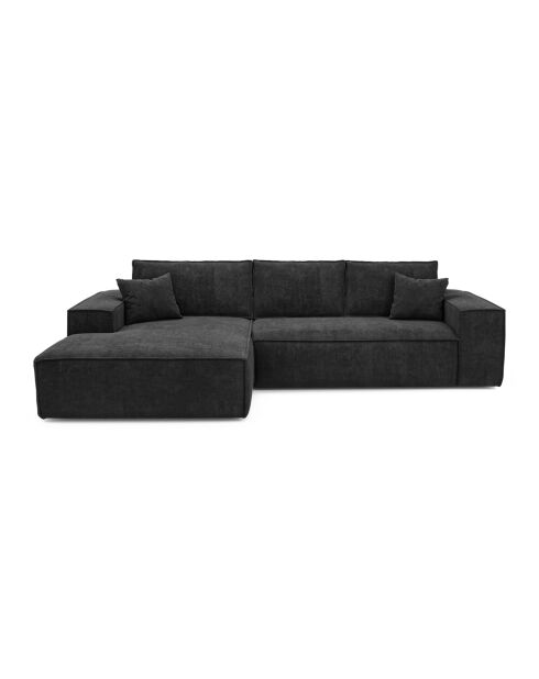Linkes Ecksofa, umwandelbare Express-Matratze, 140 cm, RUBY-Matratze, dunkler anthrazitfarbener Samt — 320x165x80