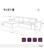 Linkes Ecksofa, umwandelbare Express-Matratze, 140 cm, RUBY-Matratze, dunkler anthrazitfarbener Samt — 320x165x80