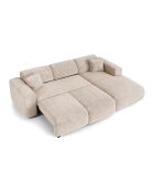 Divano angolare destro convertibile LIVA in velluto goffrato color crema - 283x180x73