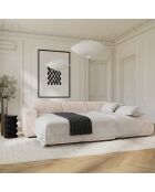 Divano angolare destro convertibile LIVA in velluto goffrato color crema - 283x180x73